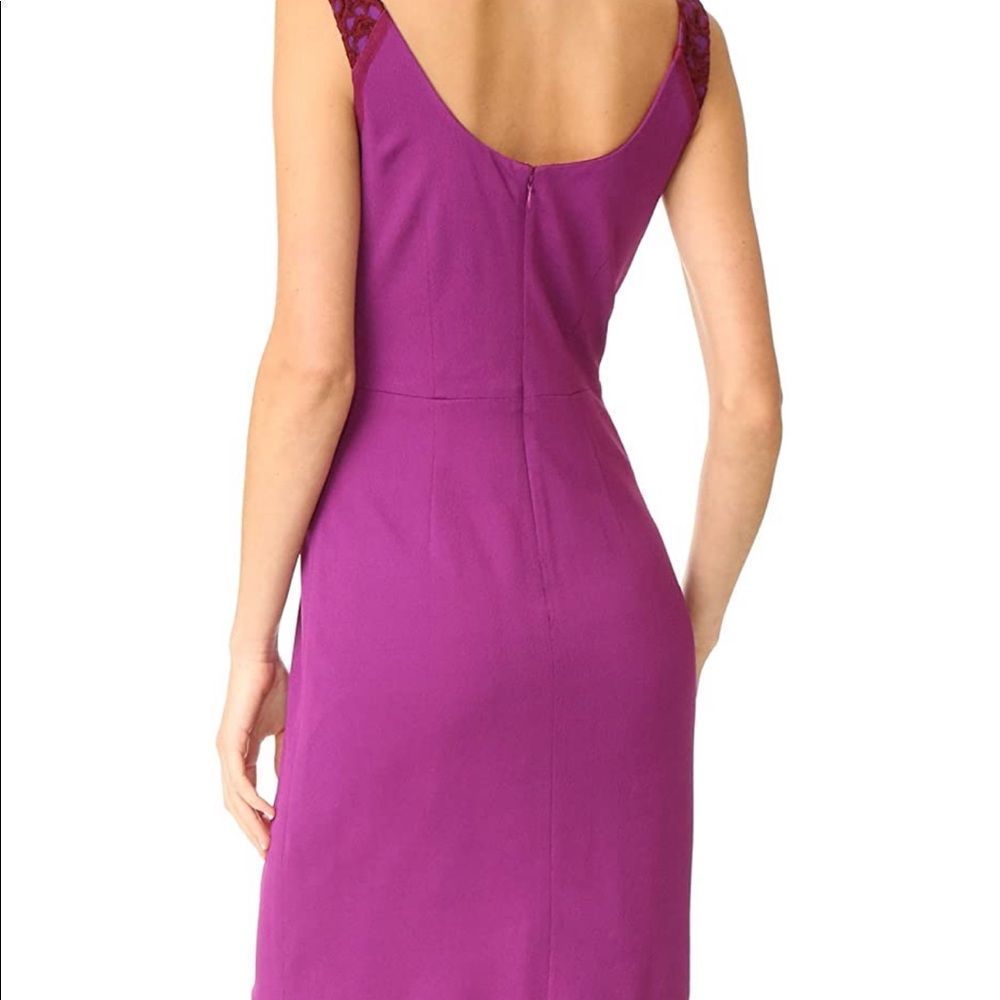 DIANE VON FURSTENBERG Geovana Lace Textured Sleeveless Purple Sheath Dress - Picture 14 of 15